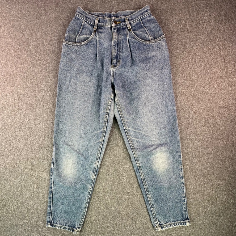 L.L. Bean Jeans Womens 10 Pleated Front Light Blue High Rise Made in USA Denim